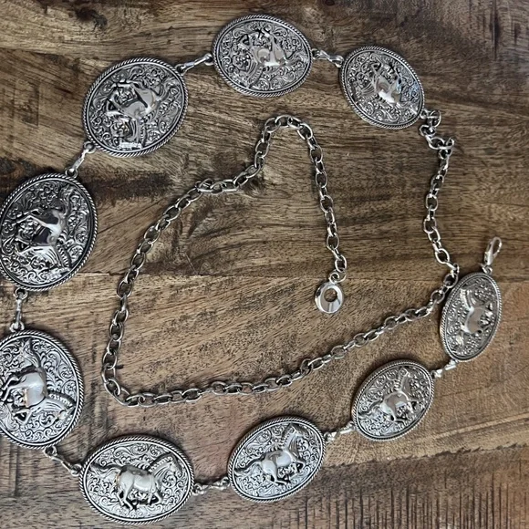 THUNDERBIRD CONCHO WESTERN SILVER BELT ADJUSTABLE BUCKLE MENS WOMENS BOHO - Picture 5 of 7